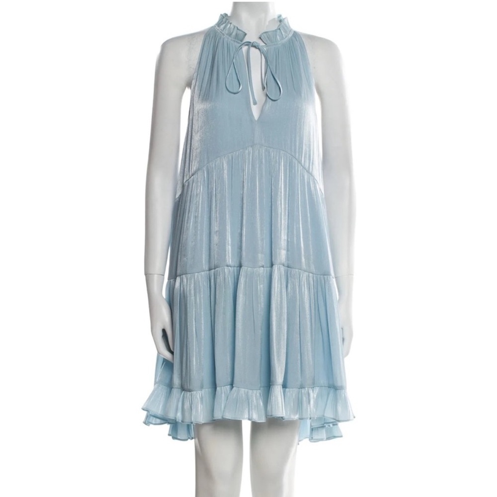 NEW CINQ A SEPT phyllis tiered mini dress in dream blue - Picture 2 of 7